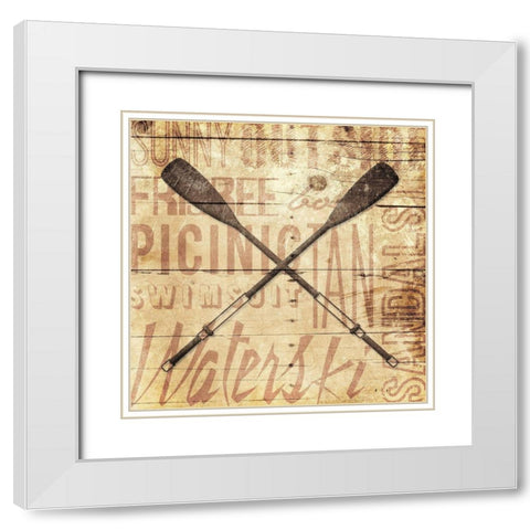 Wooden Oar White Modern Wood Framed Art Print with Double Matting by Grey, Jace