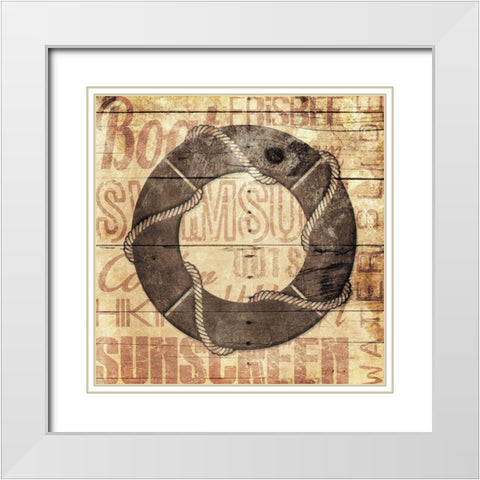 Wooden Life Saver White Modern Wood Framed Art Print with Double Matting by Grey, Jace