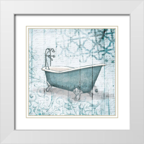 Blue Bath White Modern Wood Framed Art Print with Double Matting by Grey, Jace