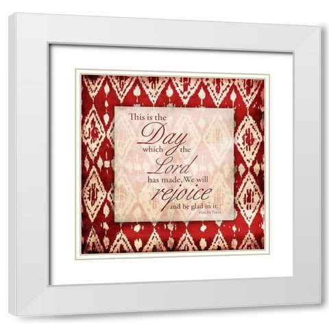 Rejoice Red White Modern Wood Framed Art Print with Double Matting by Grey, Jace