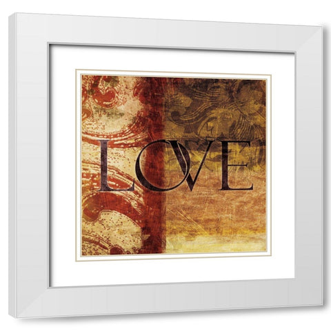 Love Red White Modern Wood Framed Art Print with Double Matting by Grey, Jace