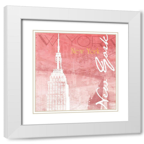 Blush NY White Modern Wood Framed Art Print with Double Matting by Grey, Jace