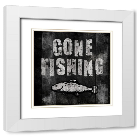 Gone Fishing White Modern Wood Framed Art Print with Double Matting by Grey, Jace