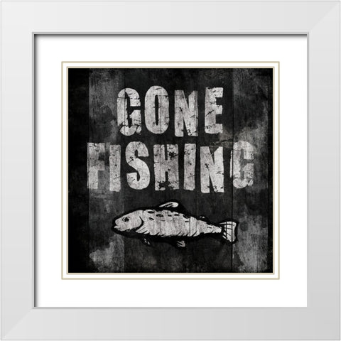 Gone Fishing White Modern Wood Framed Art Print with Double Matting by Grey, Jace