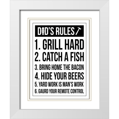 Dad Rules White Modern Wood Framed Art Print with Double Matting by Grey, Jace