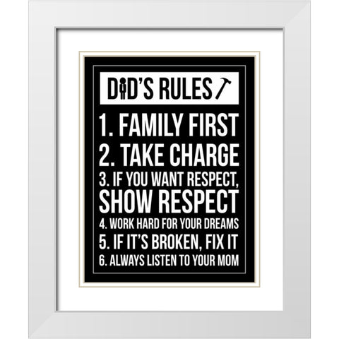 Dad Rules IV White Modern Wood Framed Art Print with Double Matting by Grey, Jace