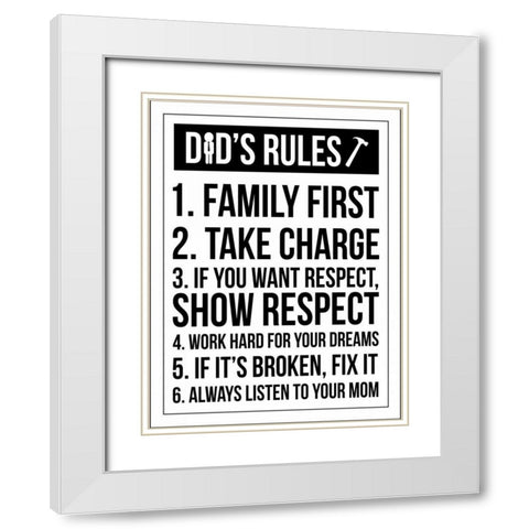 Dad Rules III White Modern Wood Framed Art Print with Double Matting by Grey, Jace