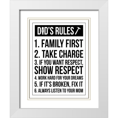 Dad Rules III White Modern Wood Framed Art Print with Double Matting by Grey, Jace