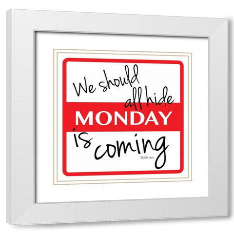 Monday White Modern Wood Framed Art Print with Double Matting by Grey, Jace
