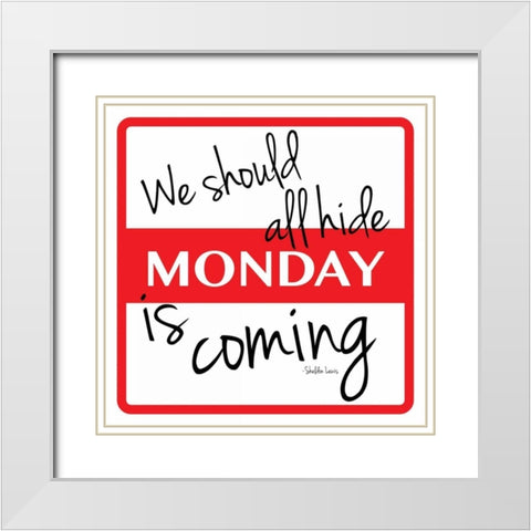 Monday White Modern Wood Framed Art Print with Double Matting by Grey, Jace