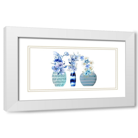 Floral Trio In Vases 2 White Modern Wood Framed Art Print with Double Matting by Keith, Jesse
