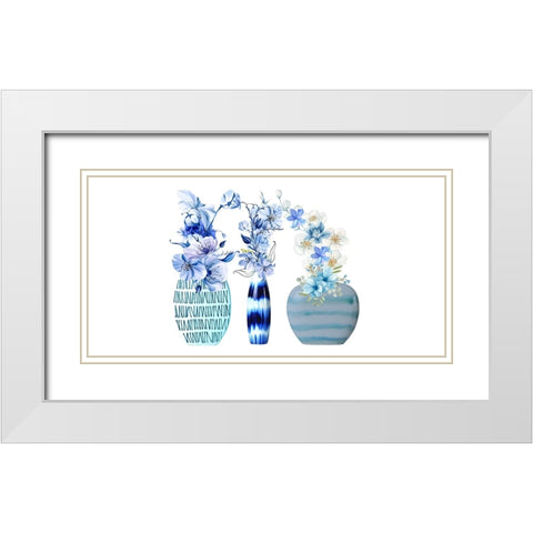 Floral Trio In Vases 2 White Modern Wood Framed Art Print with Double Matting by Keith, Jesse
