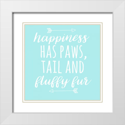 Happiness Paws Blue White Modern Wood Framed Art Print with Double Matting by Matic,Jelena