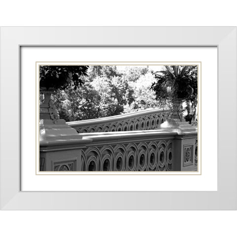 Central Park Bridge White Modern Wood Framed Art Print with Double Matting by Grey, Jace