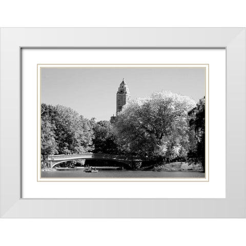 Circular Central Park Bridge White Modern Wood Framed Art Print with Double Matting by Grey, Jace