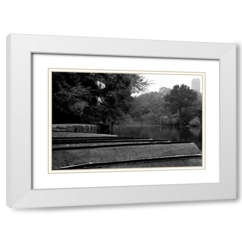 Central Park Row Boats II White Modern Wood Framed Art Print with Double Matting by Grey, Jace