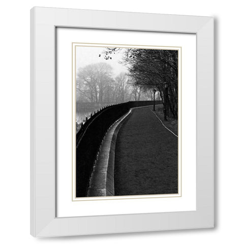 Central Park Endless Path White Modern Wood Framed Art Print with Double Matting by Grey, Jace