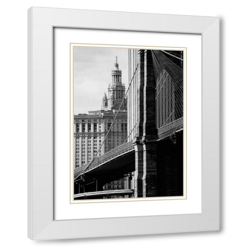 Brooklyn Bridge and Civic Center White Modern Wood Framed Art Print with Double Matting by Pica, Jeff