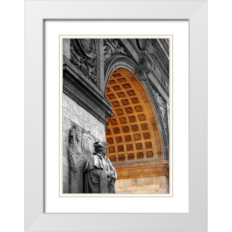 Washington Square Arch BWC 1 White Modern Wood Framed Art Print with Double Matting by Pica, Jeff