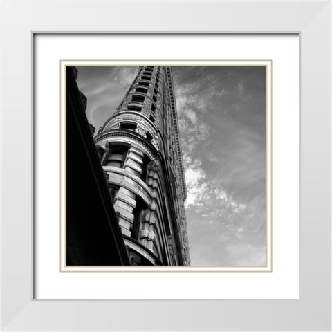 Beneath Flatiron Building White Modern Wood Framed Art Print with Double Matting by Pica, Jeff