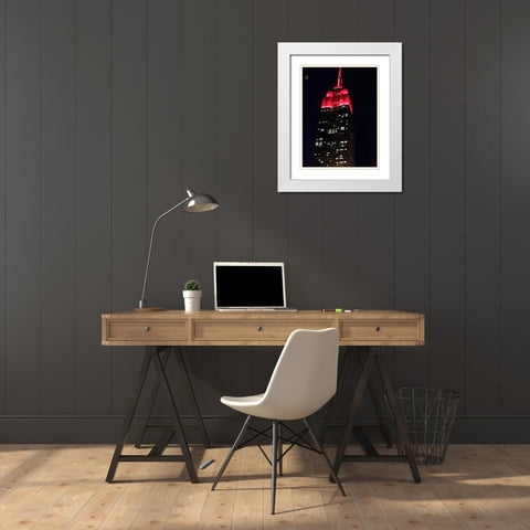 Big Red New York White Modern Wood Framed Art Print with Double Matting by Shannon, Julie