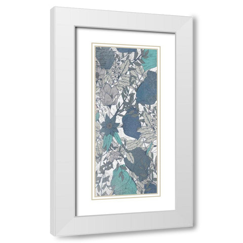 Carte Postale Blooms Mineral 1 White Modern Wood Framed Art Print with Double Matting by Allen, Kimberly