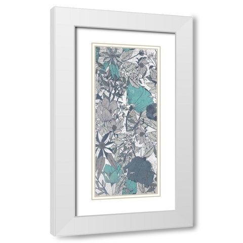 Carte Postale Blooms Mineral 2 White Modern Wood Framed Art Print with Double Matting by Allen, Kimberly