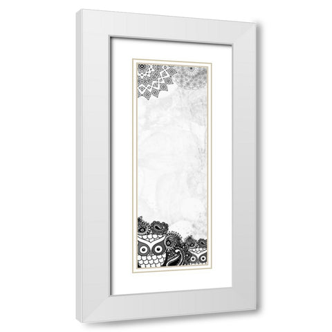 Owls and Paisleys White Modern Wood Framed Art Print with Double Matting by Allen, Kimberly