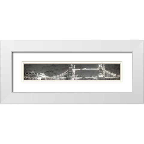 London Bridge at Night White Modern Wood Framed Art Print with Double Matting by Kimberly, Allen