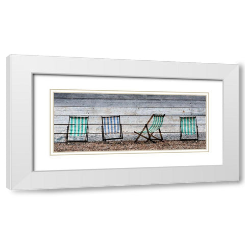 Sitting on the Beach White Modern Wood Framed Art Print with Double Matting by Kimberly, Allen