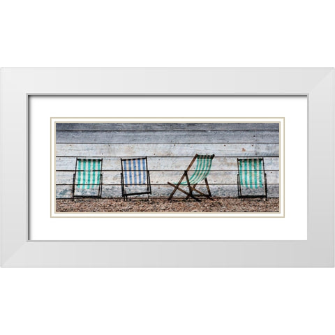 Sitting on the Beach White Modern Wood Framed Art Print with Double Matting by Kimberly, Allen
