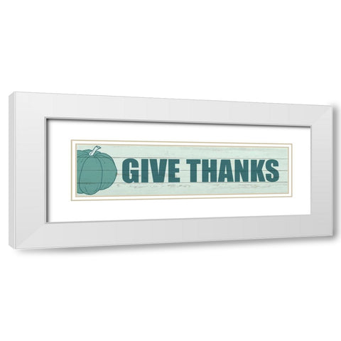 Give Thanks Pumpkin White Modern Wood Framed Art Print with Double Matting by Kimberly, Allen
