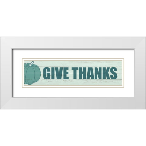 Give Thanks Pumpkin White Modern Wood Framed Art Print with Double Matting by Kimberly, Allen