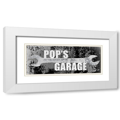 Pops Garage White Modern Wood Framed Art Print with Double Matting by Kimberly, Allen