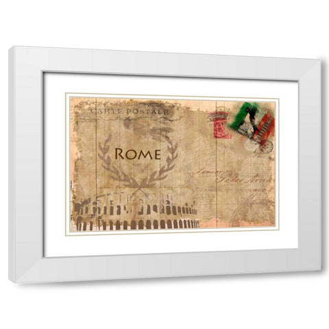Postcard Rome White Modern Wood Framed Art Print with Double Matting by Allen, Kimberly