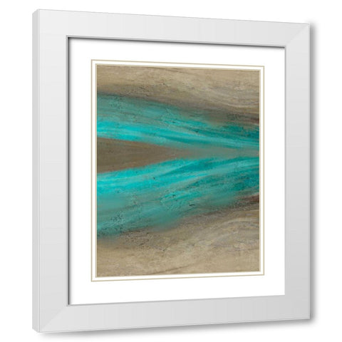 Turquoise Stream 2 White Modern Wood Framed Art Print with Double Matting by Allen, Kimberly