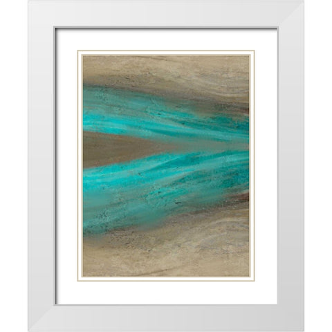 Turquoise Stream 2 White Modern Wood Framed Art Print with Double Matting by Allen, Kimberly
