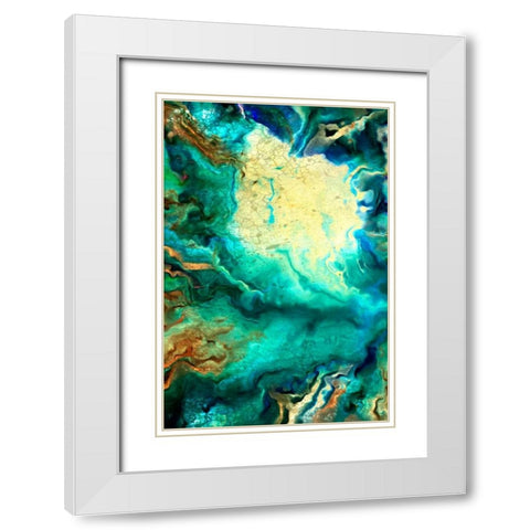 Teal Day 1 White Modern Wood Framed Art Print with Double Matting by Allen, Kimberly
