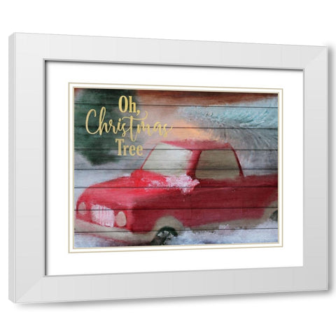 Oh Christmas Tree White Modern Wood Framed Art Print with Double Matting by Kimberly, Allen