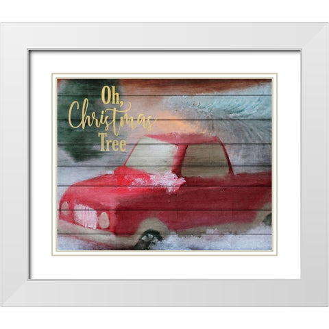 Oh Christmas Tree White Modern Wood Framed Art Print with Double Matting by Kimberly, Allen