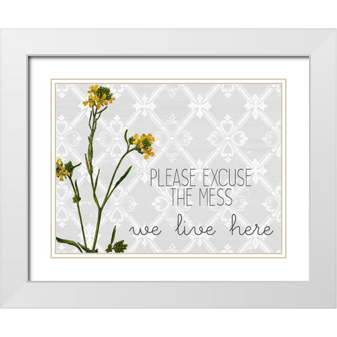 Please Excuse Wildflower White Modern Wood Framed Art Print with Double Matting by Kimberly, Allen