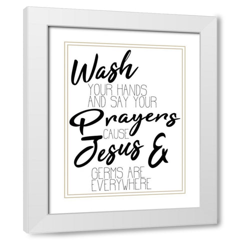 Jesus and Germs White Modern Wood Framed Art Print with Double Matting by Kimberly, Allen