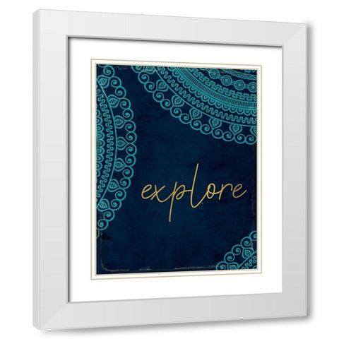 Lets Wander 4 White Modern Wood Framed Art Print with Double Matting by Kimberly, Allen
