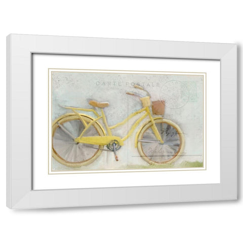 Yellow Bike Postale White Modern Wood Framed Art Print with Double Matting by Kimberly, Allen