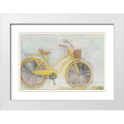 Yellow Bike Postale White Modern Wood Framed Art Print with Double Matting by Kimberly, Allen
