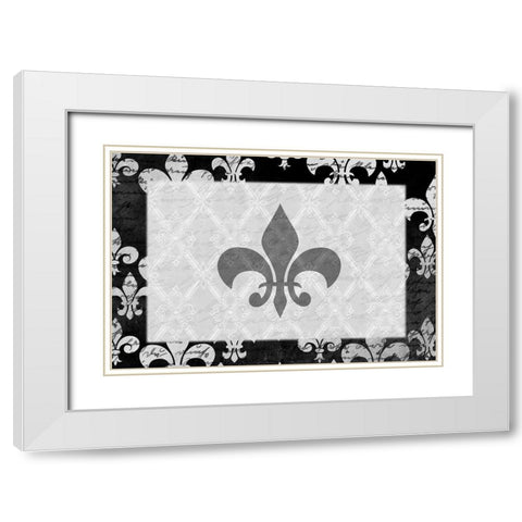 Fleur de Lis White Modern Wood Framed Art Print with Double Matting by Kimberly, Allen