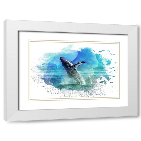 Splash 1 White Modern Wood Framed Art Print with Double Matting by Kimberly, Allen