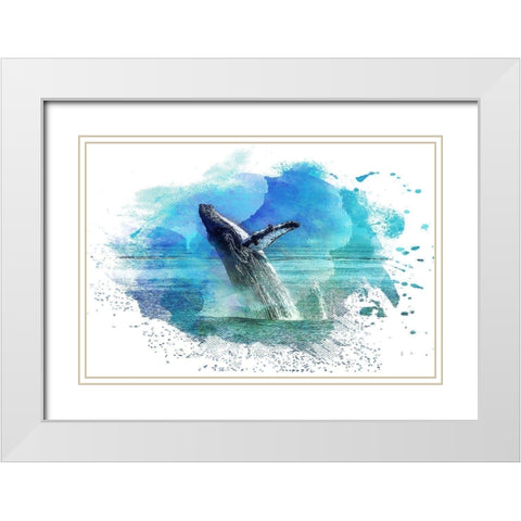 Splash 1 White Modern Wood Framed Art Print with Double Matting by Kimberly, Allen
