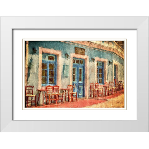Corner Cafe White Modern Wood Framed Art Print with Double Matting by Kimberly, Allen