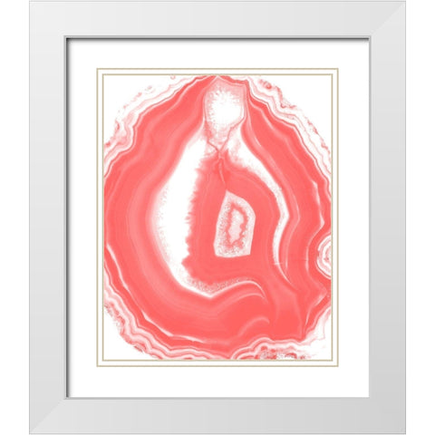 Agate Coral 3 White Modern Wood Framed Art Print with Double Matting by Kimberly, Allen